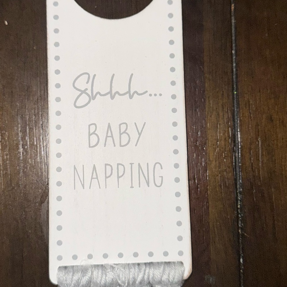 White Baby Napping Door Hanger